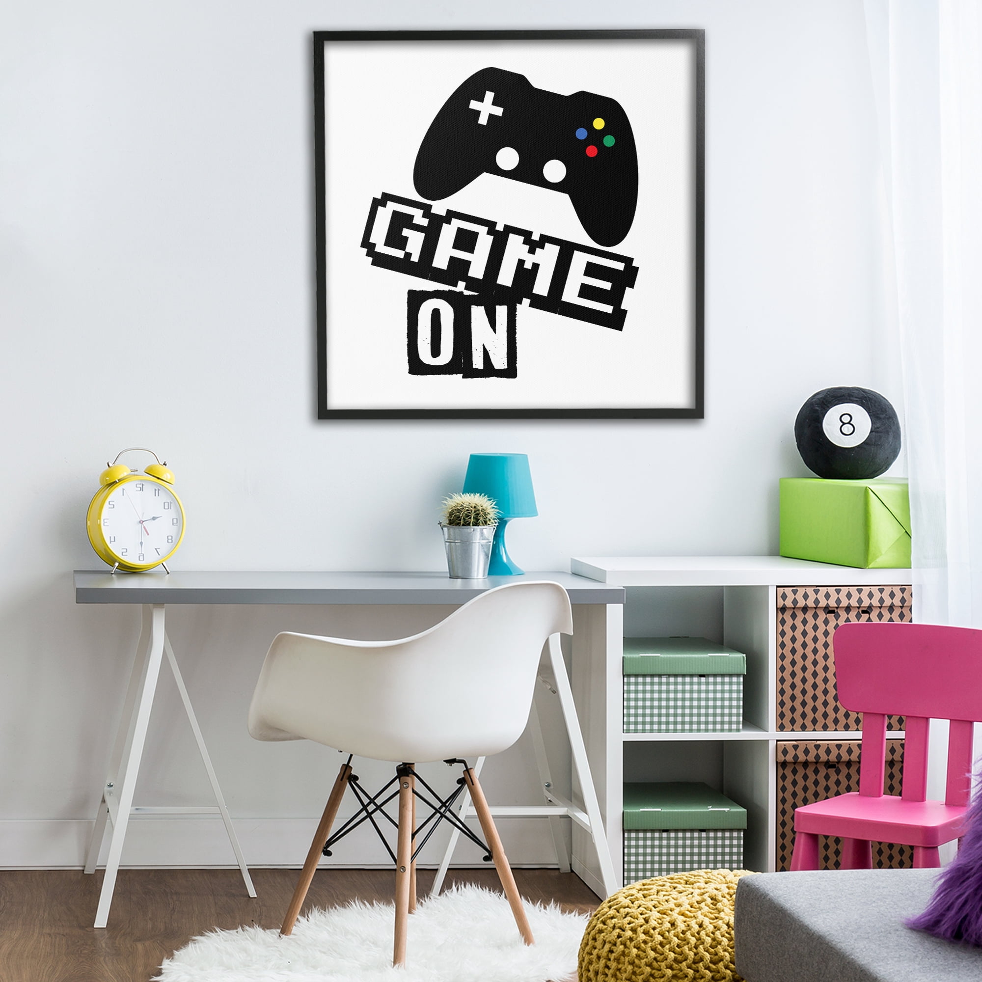 Stupell Industries Playful Game On Black Framed Giclee Art, design by Marcus Prime