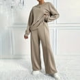 thumbnail image 2 of Hogleaql 2 Piece Sweatsuit for Women Plus Size Long Sleeve Lounge Drawstring Sweatshirt Wide Leg Athletic Pants Solid Color Loose Fit Outfits Fashion Winter Matching Sets with Pockets 2025 Wine 5XL, 2 of 4