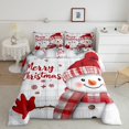 thumbnail image 2 of Cute Snowman Comeforter Set Merry Christmas Winter Bedding Set Holiday Snowflake Red Xmas Down Comeforter King,Buffalo Plaid Pine Tree Leaves Bed Set 2 Pillow Cases, 2 of 7