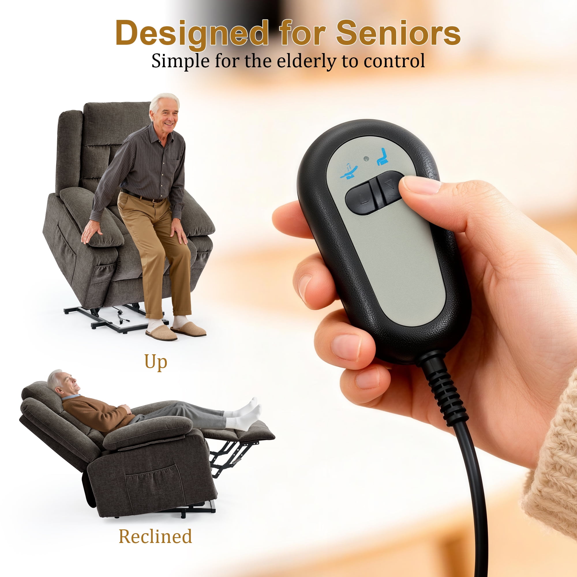 Korser Power Lift Recliner for Elderly with Heat and Massage Recliner Chair with Infinite Position Electric Lift Chair for Living Room,Brown