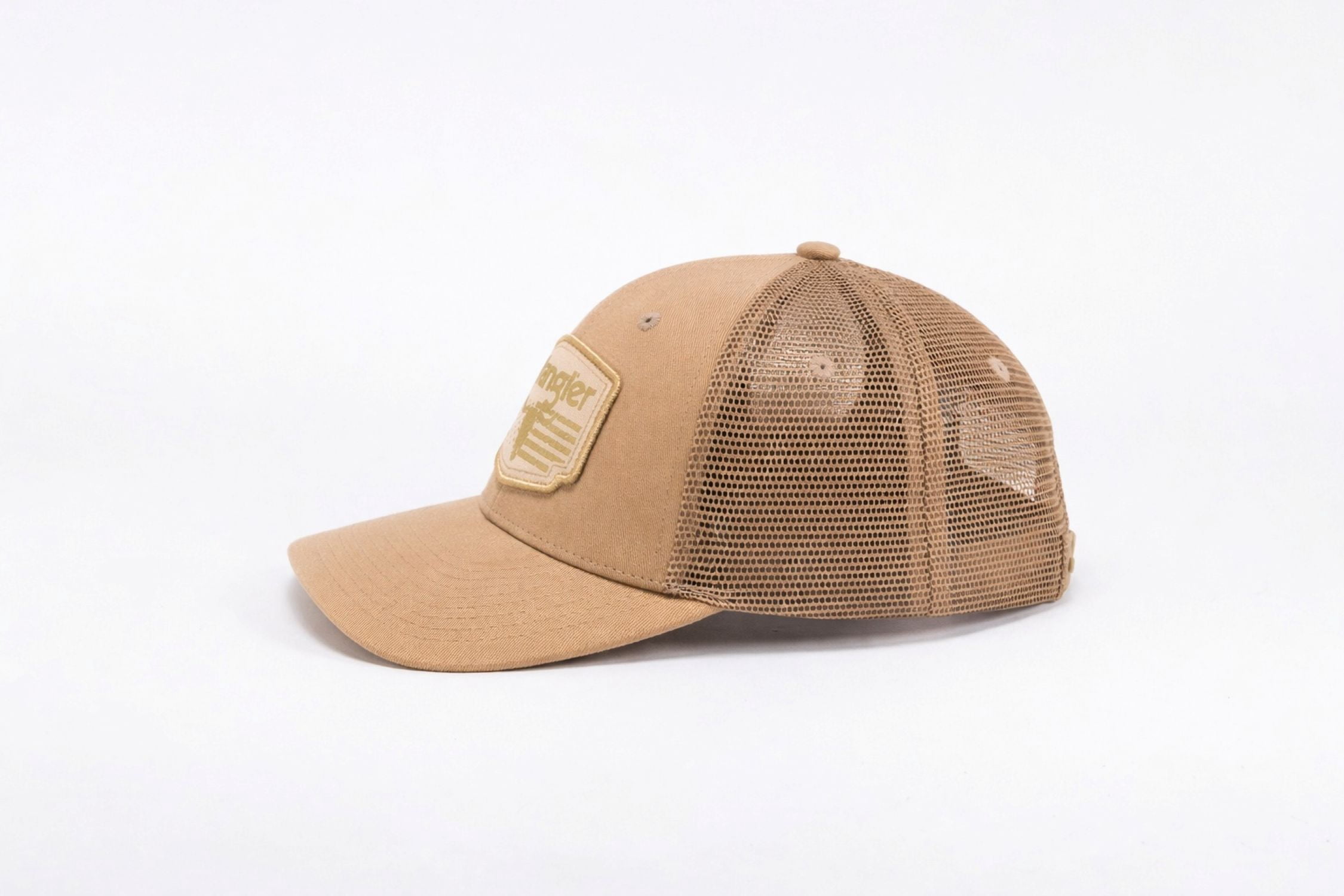 Wrangler Khaki Trucker Cap with Mesh Back and Snapback Closure