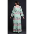 thumbnail image 3 of Bimba Moss Georgette Ranunculus & Chrysanthemum Floral Printed Womens Long Sleeve MaxiDressElastic Waist Gown-Small, 3 of 5