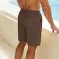 thumbnail image 5 of LMOIPLI Men's Linen Casual Shorts Elastic Drawstring Waist Summer Shorts with Pockets Lightweight Breathable Beach Shorts for Men Brown XXL, 5 of 7