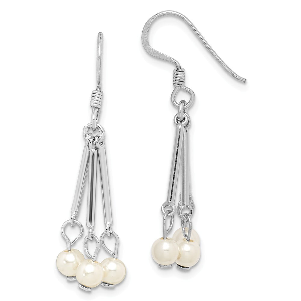 Solid 925 Sterling Silver Freshwater Pearls Drop Earrings for Women Fine Jewelry