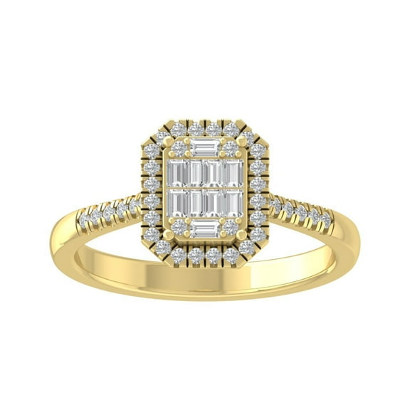 Araiya Fine Jewelry 10K Yellow Gold Round-shape Lab Grown Diamond Cluster Engagement Ring ( 1/3 cttw, D-F Color, VS Clarity) Size 10