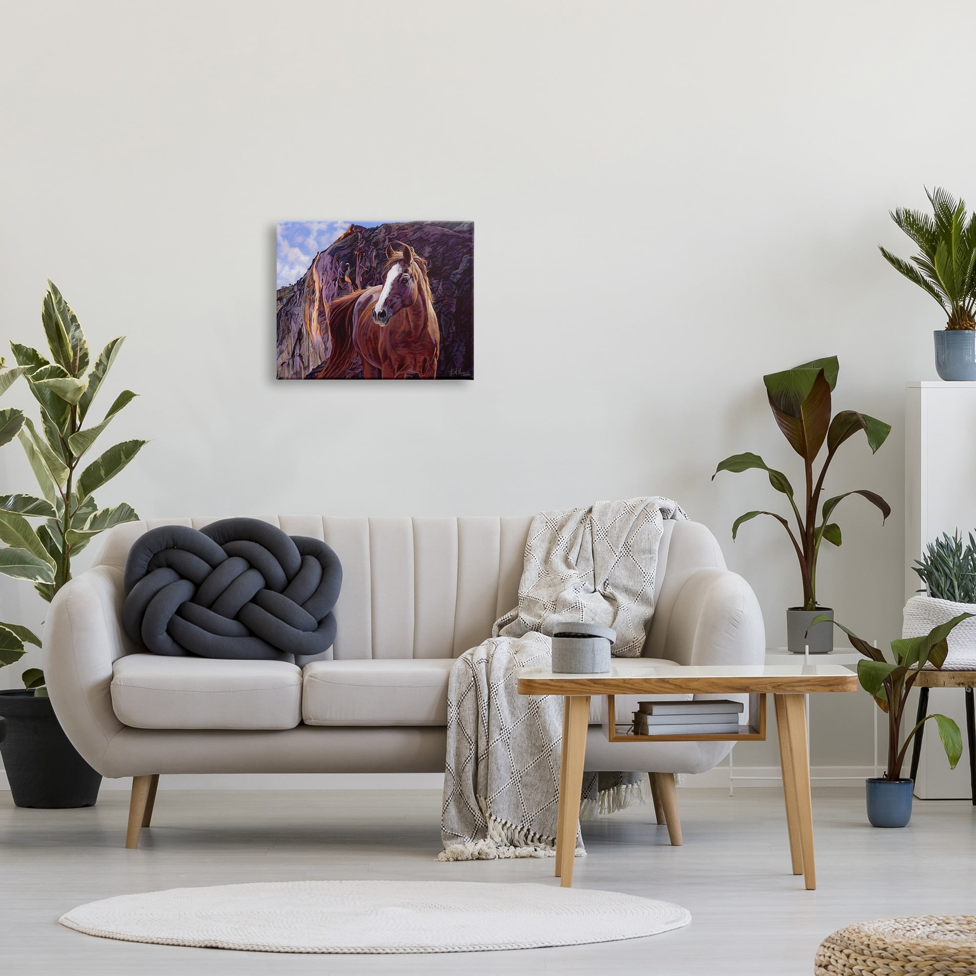 Stupell Industries Brown Stallion Cliffs Landscape Animals & Insects Painting Gallery Wrapped Canvas Print Wall Art