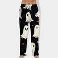 thumbnail image 2 of WTOBBY Men's Halloween Print Drawstring Casual Pajama Pants for Lounge Wear, Comfortable Sleepwear with Elastic Waist, Spooky Design Ideal for Home and Relaxation,Black L, 2 of 7