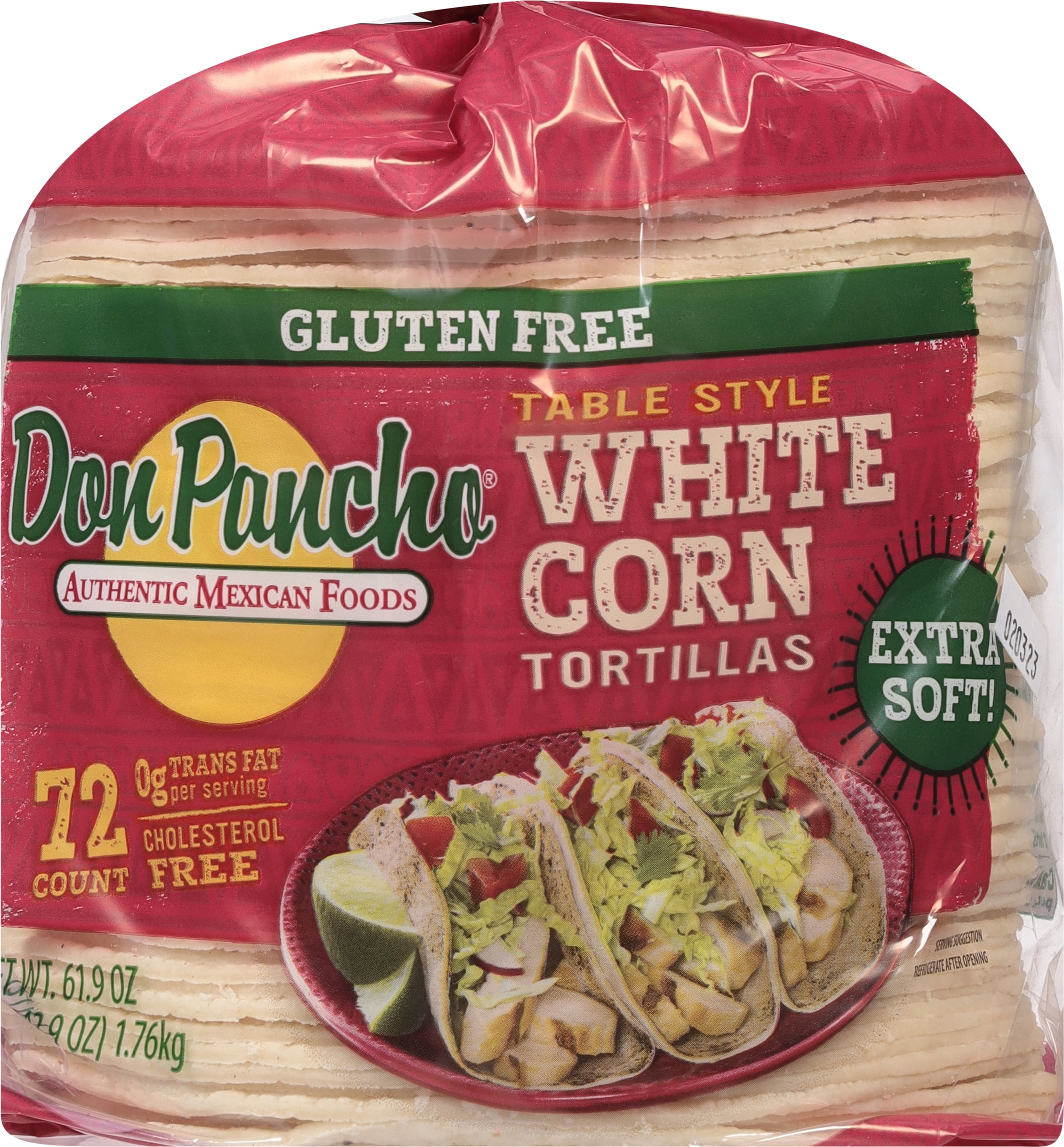 Don Pancho Thick White Corn Tortilla 5.25", 61.92 oz, 72 Count