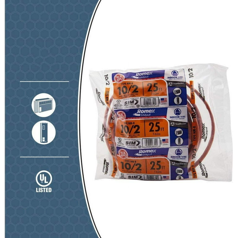 Southwire 25' 10/2 Romex SIMpull Residential Indoor Electric House