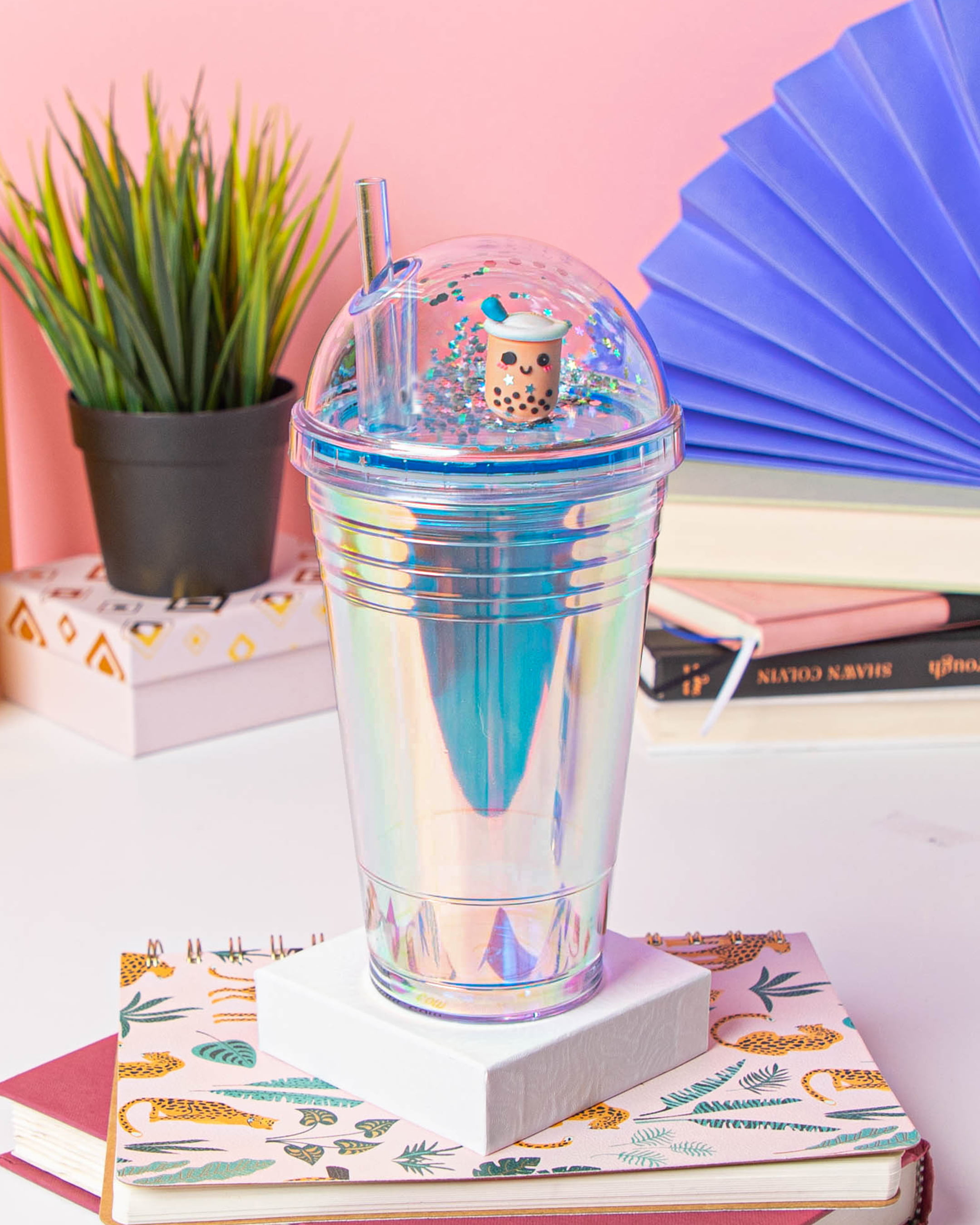 1pc, Small Glass Tumbler With Dome Lid And Straw, Boba Tea Bottle, Clear  Glass Juice Cups, Summer Winter Drinkware, Travel Accessories