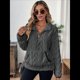thumbnail image 4 of Suéter de Larga con Cremallera de un Cuarto para Mujer, Sudadera de Forro con Capucha, Sudaderas con Solapa, Suéteres Cálidos con Bolsillos. Gris Oscuro S, 4 of 9