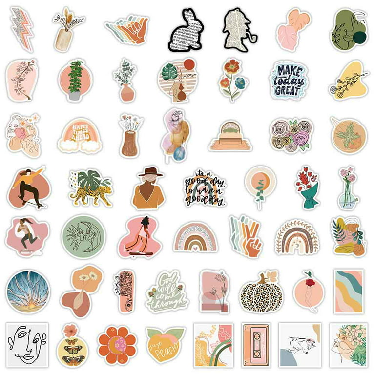 Waterproof Boho Stickers Pack, Aesthetic Stickers for Laptop, Vsco