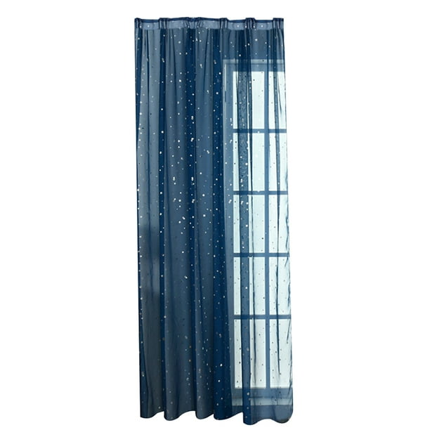 Hermosa cortina de gasa para ventana, ideal para el hogar, dormitorio y sala de estar (azul marino, 100 x 270 cm)