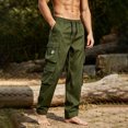 thumbnail image 5 of WIZUTIZ Men's Workwear Pants Heavy Duty Multi-Pocket Ripstop Canvas Straight Leg Reinforced Stitching Belt Loops Trousers Mid Rise Relaxed Fit Casual Outdoor Mechanic Carpenter Trousers, 5 of 5