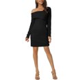 thumbnail image 2 of MODA NOVA Juniors  Spring Fall Sweater Dress Elegant Long Sleeve  Off Shoulder Bodycon Mini Dress, 2 of 5
