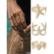 thumbnail image 3 of Juego de 3 anillos de hierro de 3 estilos con forma de estrella de mar y concha, apilables, abiertos, dorados y ajustables., 3 of 3