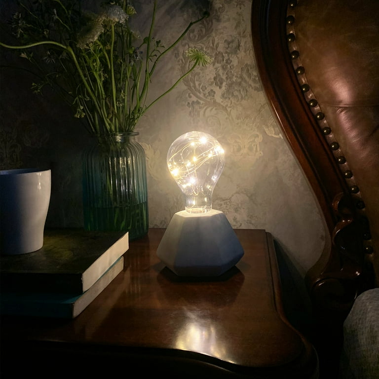 Table Lamp Edison Bulb Night Lights, Concrete Cement Grey Base