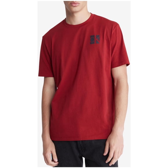 Calvin Klein Mens Logo Basic T-Shirt, Red, Small
