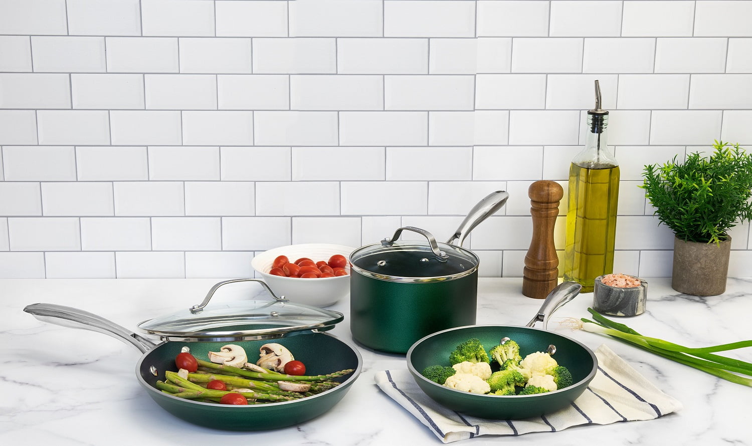 Granitestone Emerald Collection 5 Piece Cookware Set, Ultra Non-Stick,  Dishwasher Safe, Oven Safe 