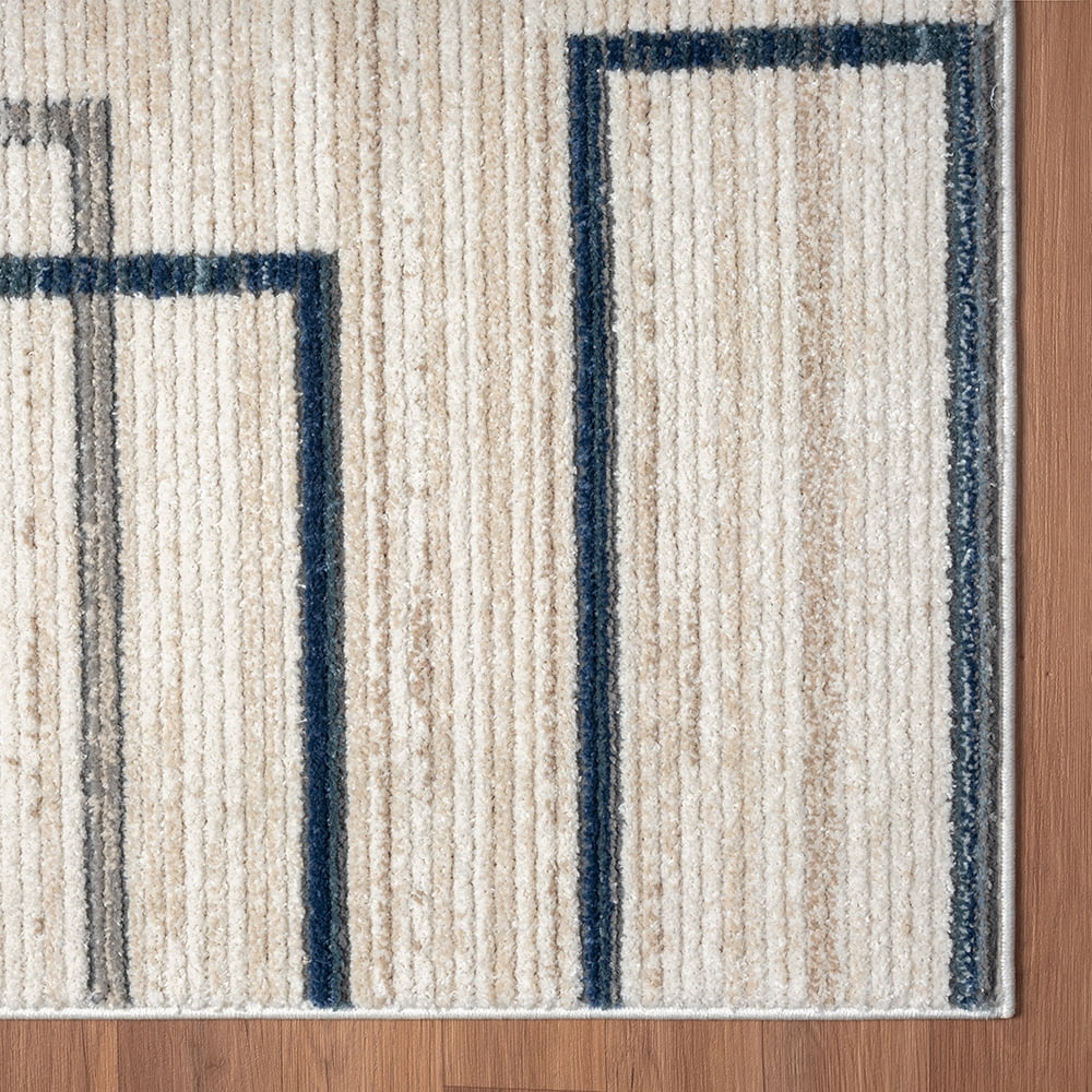 Ox Bay Bellamy 5' x 7' Blue/Gray Geometric Durable Performance Indoor Area Rug
