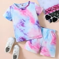 thumbnail image 2 of Toddler Girl Summer Outfits Kids Baby Spring Print Cotton Short Sleeve Tshirt Shorts Girls' Clothing Size 4-5T, 2 of 7