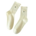 thumbnail image 2 of Viluyesy Womens Crew Socks, Non Slip Breathable Embroidered Floral Stretch Cotton Socks Yellow, 2 of 2