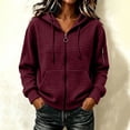 thumbnail image 2 of Hurxie Women's Full Zip Up Hoodies Waffle Knit Long Sleeve Sweatshirt Tops Early Fall Fashion Clothes, Knit Long Sleeve, Oversized Hooded Tops, 2 of 6