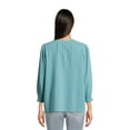 thumbnail image 3 of Time and Tru Women’s Double Cloth Peasant Top with Long Sleeves, Sizes XS-XXXL, 3 of 5