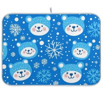 Yayeee Dish Drying Mat for Kitchen Counter 18"x24" Microfiber Absorbent Pad, Blue Bears