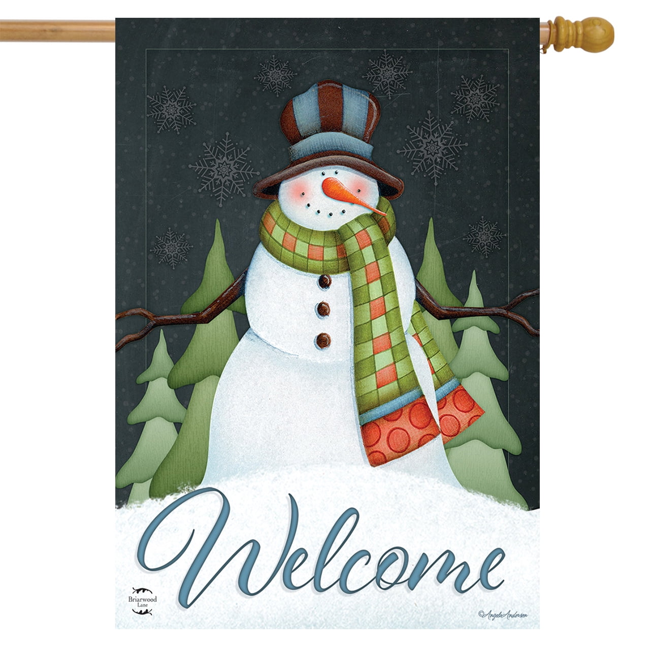Briarwood Lane Welcome Winter Snowman House Flag Primitive Seasonal 28 x 40 