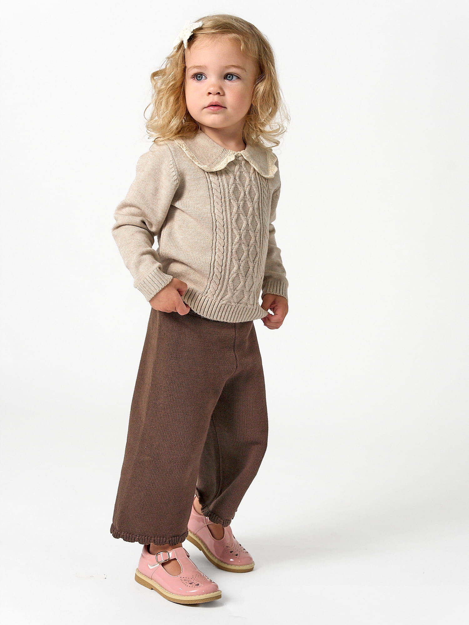 Modern Moments by Gerber Toddler Girl Sweater with Decorative Collar, Sizes 12 Months - 5T