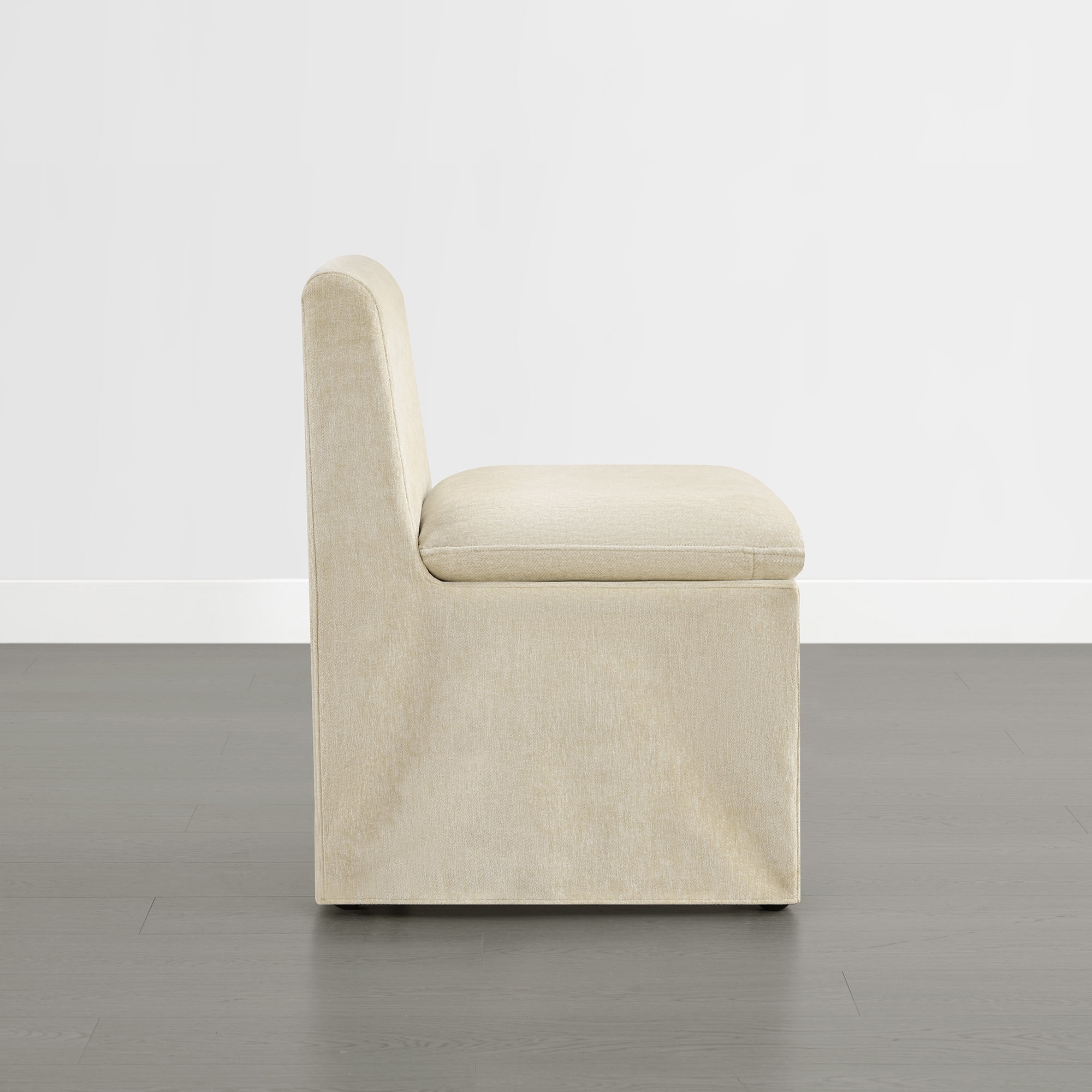 Spruce & Spring Armless Dining Chair with Casters and Washable Slipcover, Set of 2, Sand in Fabric