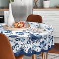 thumbnail image 3 of Blue and White Porcelain Waterproof Fabric Tablecloth,Rectangle Watercolor Wrinkle Oil-Proof Resistant Table Cover for Dining Table, Buffet Parties and Campin,(60" inch Round), 3 of 6
