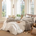 thumbnail image 3 of Bedding Sheet Set Washed Cotton Linen Like Textu Breathable Durable Soft Comfy (Tannish Linen Grey Queen), 3 of 7