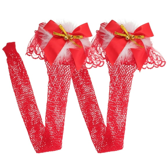 Raindrops Red Nylon Thigh High Stockings 1 Pair for Women Christmas Party