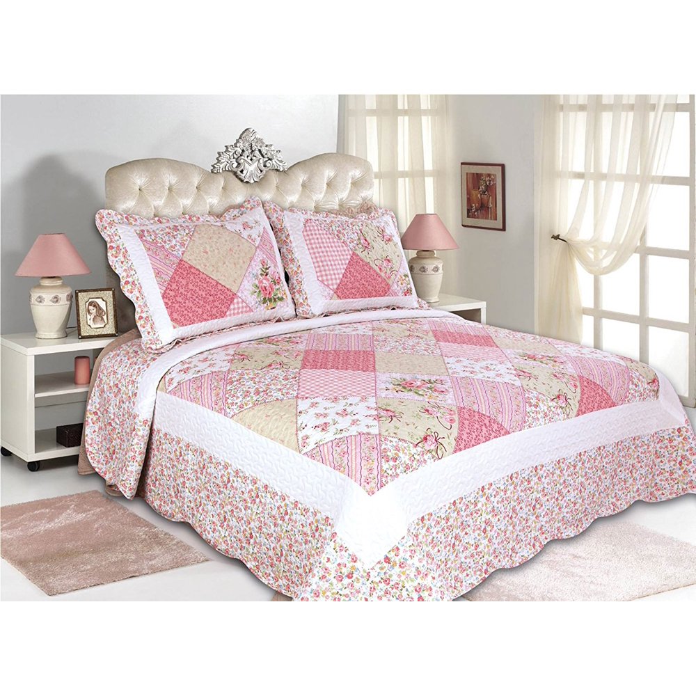 All for You 3pc Reversible Quilt Set, Bedspread, and Coverlet with