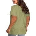 thumbnail image 2 of Langwyqu L-5XL Summer V Neck Criss Cross Shirt Women Plus Size Short Sleeve Solid Color Tops Tee, 2 of 5