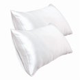 thumbnail image 2 of AuroraX Standard Pillow Cases 2 pack Silk Satin White Stain Protection Pillowcase Soft Zip Closure Rayon Smooth Solid Improving Sleep, 2 of 3
