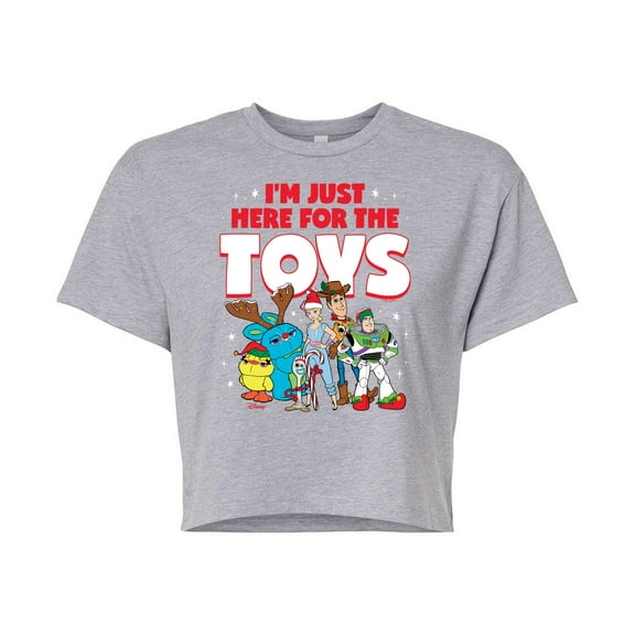 Toy Story - Here For The Toys - Juniors Cropped Cotton Blend T-Shirt