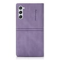 thumbnail image 3 of SaniMore for Samsung Galaxy S23 Case [Magnetic Flip Full Protecetive Cover] Card Cash Pokcet + Kickstand + Retro Wear-resisitant PU Leather + Shockproof TPU Inner Business Shell, Purple, 3 of 8