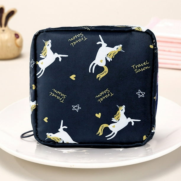 Bonita bolsa de almacenamiento de toallas sanitarias de dibujos animados, bolsa portátil para el período fisiológico de las niñas, bolsa pequeña de gran capacidad para guardar toallas sanitarias