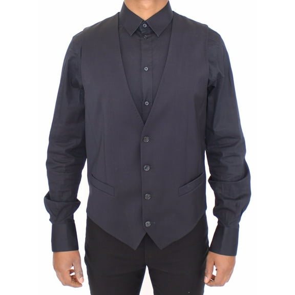 Dolce & Gabbana Blue Cotton Stretch Dress Vest Blazer
