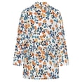 thumbnail image 5 of Women's Plus Size White Orange Floral Cardigan, Long Sleeve Open Front Tunic with Pockets, 5 of 8
