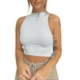 thumbnail image 2 of Tittly Womens Tank Tops Vest for Women Women's Slim Short Sleeveless T Shirt Yoga Sports Navelless Half High Neck Vest Sleeveless Tops for Women Summer Tops White S, 2 of 9