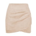 thumbnail image 4 of Suede Solid Half Dress Autumn Winter Pleated Irregular Zipper Short Dress Border Women's Dress Dog Skirt Disposable Table Skirts under Skirt Fluff Fall Skirts Full Bed Skirts Sweater Skirt Set, 4 of 4
