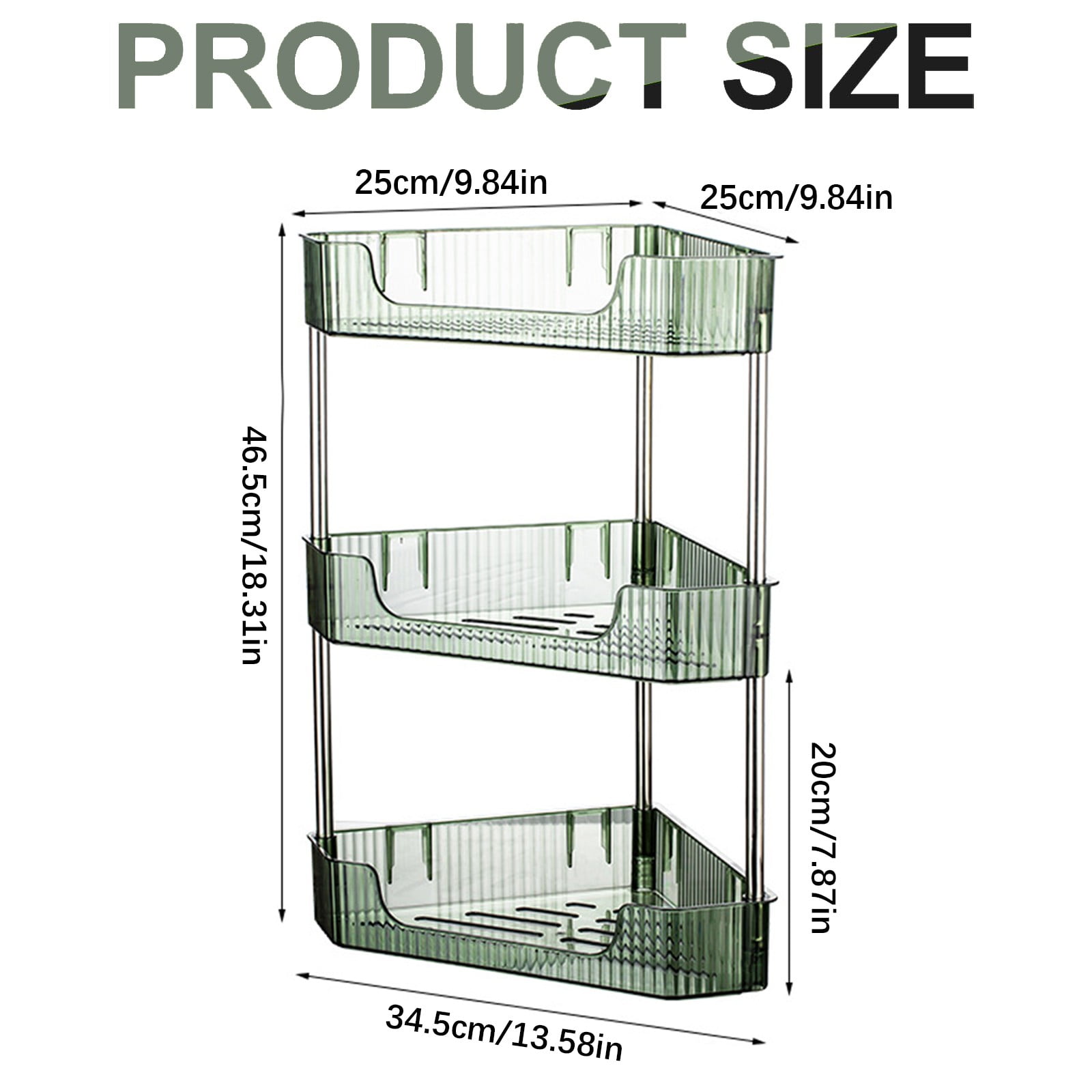 CMYYNNA 3-Tier Corner Bathroom Counter Organizer, Plastic Makeup Skincare Organizers Storage Countertop, Sink Vanity Trays Perfume, Cosmetic Shelf for Bedroom, Dresser, Kitchen (Green)