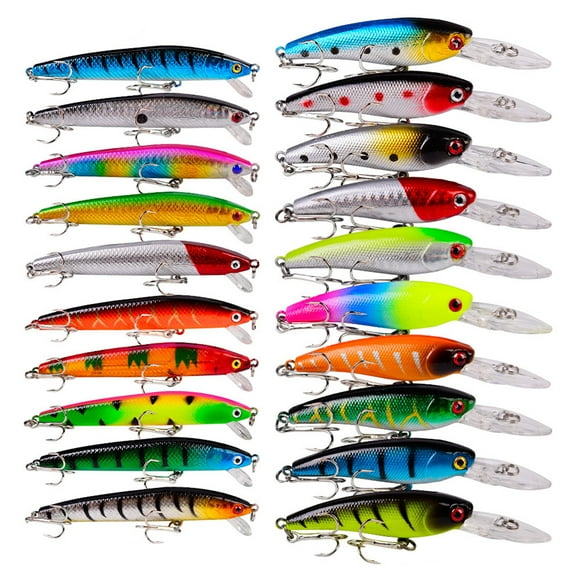 TFixol 20-Piece Realistic Fishing Lure Set with Lifelike Eyes, Vibrant Colors, and Flexible Tails for Freshwater and Saltwater Fishing, Ideal for Bass, Bream, and More, Durable OPP Packaging Included