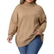 thumbnail image 1 of Suéter de mujer de talla grande Agnes Orinda, suelto, con cuello alto, de manga larga, casual, pulóver de punto, 2X, beige, 1 of 5