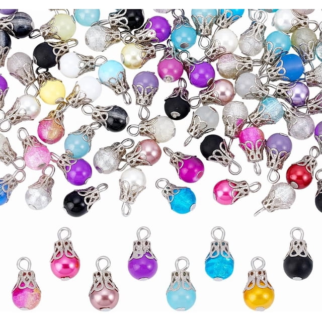 120 colgantes de lágrima de cristal de 16 x 8 mm con tapa de plata para collares, pendientes, bisutería, manualidades y decoración.