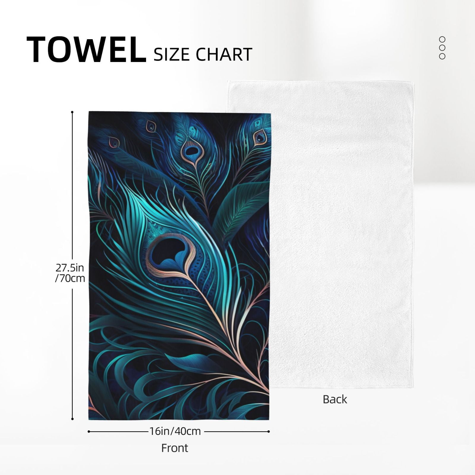 Peacock Feathers Cool Peafowl 27.5" x 16" Ultra Soft Hand Towel, Face Wash Cloth for Bathroom, Gym, Travel, Pool
